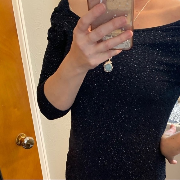 Windsor Navy Drape Back Stretch Metallic Mini Dress - Picture 4 of 8